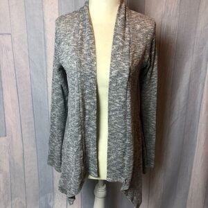 Bobeau Gray Open Front Hi-Low Hem Cardigan Sweater